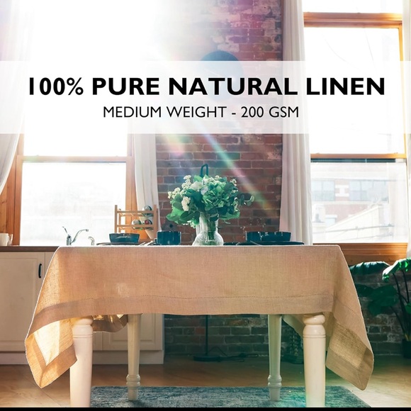 100% Pure Linen Tablecloth With Hemstitch by “Refined Manor”, Sze 60 x 90 New - Picture 1 of 9